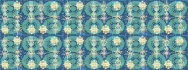 Kış kar taneleri, raster arka plan. Yüzey için tekrarlanan doku, ambalaj kağıdı, mavi, bej ve yeşil renkler üzerine kar tanesi.