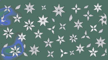 Arkaplan dokusu, duvar kağıdı, yeşil renkli çiçek teması. Soyut etnik raster çizim kalıbı. Kabile sanatı boho baskısı, klasik çiçek arkaplanı.