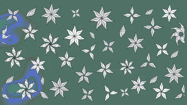 Arkaplan dokusu, duvar kağıdı, yeşil renkli çiçek teması. Soyut etnik raster çizim kalıbı. Kabile sanatı boho baskısı, klasik çiçek arkaplanı.