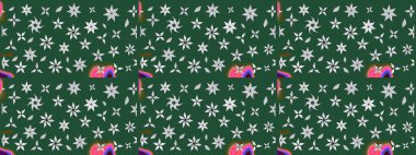 Küçük çiçekteki sevimli çiçek deseni. Raster illüstrasyonu. Çizim.