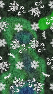 Küçük çiçekteki sevimli çiçek deseni. Raster deseni. Yumuşak, yeşil renkli yaz çiçekleri. Raster illüstrasyonu.