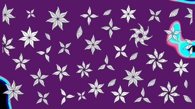 Düz Çiçek Elementleri Tasarımı. Çiçeksel fantezi tasarımı ve parlak bir arka plan çizimi. Renkli Bahar Teması çizim şablonu.