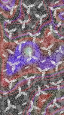 Düz Çiçek Elementleri Tasarım Raster illüstrasyonu. Çiçek desenli eskiz. Gri renkli çiçekler. Renkli Bahar Teması çizim şablonu.