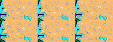 Çiçek desenli eskiz. Renkli Bahar Teması eskiz kalıbı. Bej renkli çiçekler. Düz Çiçek Elementleri Tasarım Raster illüstrasyonu.