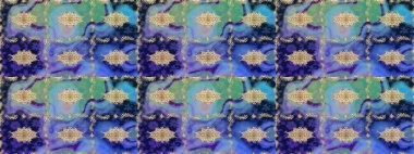 Raster oryantal süs. Altın elementlerle mavi renklerde altın desen. Barok tarzında eskiz oryantal süsü. Geleneksel klasik altın desen.