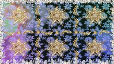 Noel, kar tanesi, yeni yıl 2019. Gri renklerde, altın elementlerle kusursuz klasik desen.