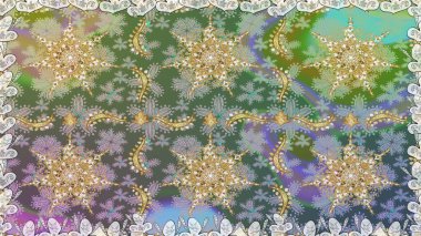 Raster geleneksel oryantasyon süsü. Kusursuz klasik altın desen. Altın elementlerle nötr renklerde altın desen.