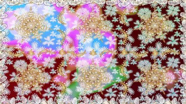 Tarafsız renkler üzerinde klasik oryantal desen. Damask pürüzsüz süsü. Geleneksel raster ve altın desen.