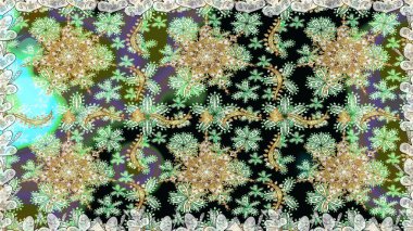 Raster Golden Mehndi kusursuz desen. Tarafsız renklerde desen. Kına dövmeli süs çiçekleri, altın çıkartmalar, mehndi ve yoga tasarımı, kartlar ve parmak izleri..