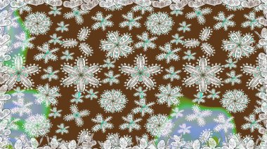 Raster illüstrasyonu. Kahverengi renkte sevimli çiçekler. Moda baskısı, albüm, ambalaj kağıdı ve duvar kağıdı için zarif dekoratif süslemeler. Küçük çiçekli basit, pürüzsüz desen..