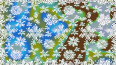 Küçük çiçekte hoş bir çiçek deseni var. Mavi renkler ve parlak çiçekler üzerinde soyut, pürüzsüz desen. Çiçek elementli zarif raster dokusu..