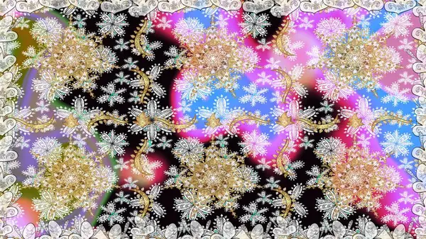 Tarafsız renklerde, altın elementlerle klasik, pürüzsüz desen. Raster illüstrasyonu.