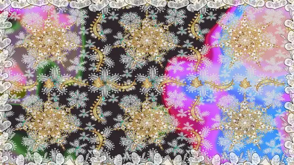 Duvar kâğıdı barok, İspanyol kumaşı. Kusursuz raster arka plan. Gri renklerdeki altın elementler. Çiçek deseni. Şekil grafik deseni.