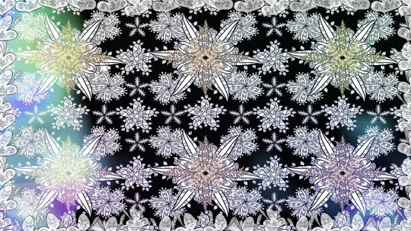 Tarafsız renklerde etnik çiçeklerle kusursuz bir desen. Raster Çiçek İllüstrasyonu güzel tekstil..