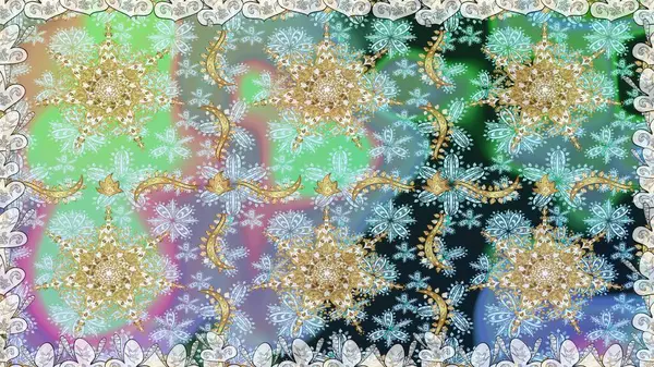 Tarafsız renklerde, altın elementlerle kusursuz desen. Klasik klasik klasik arka plan. Geleneksel oryantasyon süsü. Kusursuz klasik raster altın desenli.