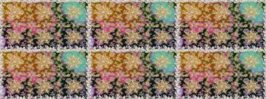 Klasik çiçek dokusu. Altın şablon. Kart, duvar kağıdı, ambalaj ve tekstil için klasik tasarım. Kusursuz desenli altın elementler. Gri renkli Royal retro. Raster illüstrasyonu.