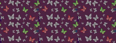 Raster illüstrasyonu. Sonsuz. Robot resim. Kahverengi arka planda kelebekler. Kelebekli tasarım. Çizim, karalama, karalama.