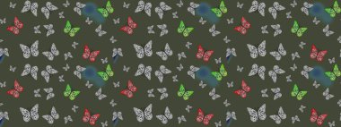 Sonsuz. Erkekler, kızlar, elbiseler, duvar kağıtları için soyut çizim kalıbı. Kelebekli çizim şekli. Raster illüstrasyonu. Çizim, karalama, karalama.