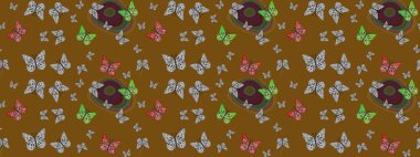 Raster. Renkli kelebeklerin güzel arka planı. Kıyafetler, erkekler, kızlar ve duvar kağıtları için soyut çizim kalıbı. El çizimi illüstrasyon.