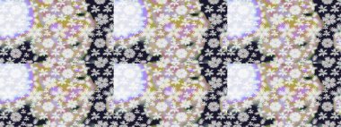 Küçük çiçekli basit, dikişsiz desen. Raster illüstrasyonu. Moda baskısı, albüm, ambalaj kağıdı ve duvar kağıdı için zarif dekoratif süslemeler. Gri renkte şirin çiçekler.