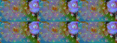 Kumaş desenli papatya çiçeği detayı. Mavi renkte çiçekler.