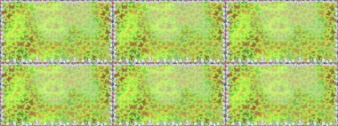 Kumaş, tekstil, baskı ve davetiye için arka plan. Yeşil, nötr ve sarı renkli resimler. Suluboya soyut parlak desenli kelebek kanatları, retro renkler.