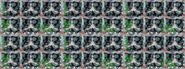 Küçük çiçekteki sevimli çiçek deseni. Varicoloblack raster kusursuz illüstrasyon. Birçok siyah ve soyut çiçekli tropikal desenler.