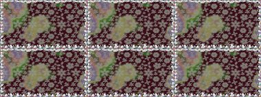 Etnik Mandala havlusu. Kusursuz süs izi. Sınır Kızılderili çiçekli paisley patten. Tebrik kartı geçmişi, boyama kitabı, arkaplan ve tekstil için kullanılabilir. Raster Henna tarzı.