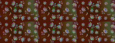 Kahverengi renkte çiçekli çiçek deseni. Suluboya tarzında kahverengi renkte çiçekler.