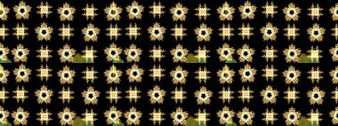 Raster illüstrasyonu. Nazik, yaz çiçekleri siyah renklerde. Raster deseni. Küçük çiçekte sevimli çiçek deseni var..