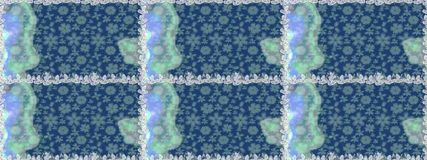 Mavi renkte etnik çiçeklerle kusursuz bir desen. Raster Çiçek İllüstrasyonu güzel tekstil..