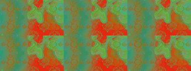 Yeşil, turuncu ve nötr renklerde manzaralı çiçek deseni. Çiçek kompozisyonu, el boyası, hassas şablon. Üst manzara, yumuşak stil. Sevgililer günü ve tebrik kartı konsepti için şık bir davet.