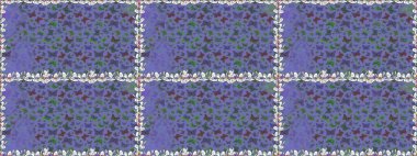 Kumaş, kağıt, ambalaj kâğıdı ve duvar kağıdı tasarımı için harika bir arka plan. Kelebek desenli mor ve mavi. Raster. Kusursuz..