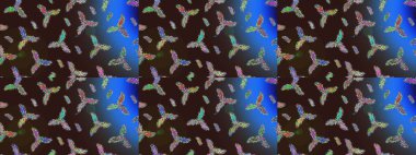 Renkli arka planda izole tatlı kar taneleri. Raster illüstrasyonu. Kar taneleriyle kahverengi, mavi ve gri renkler.