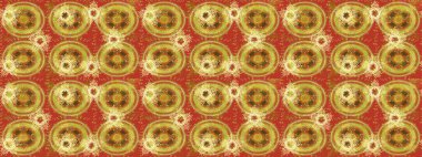 Güzel tasarım. Kar tanelerinin soyut arkaplanlı Noel arkaplanı. Turuncu, sarı ve kahverengi kar taneleri. Raster illüstrasyonu. Noel için tatil tasarımı, Yeni Yıl moda baskıları.