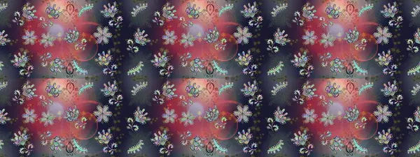 Çiçekli bahar çiçekleri. Küçük çiçekte güzel bir desen. Küçük renkli çiçekler. Moda baskıları için zarif bir şablon. Motley illüstrasyonu.