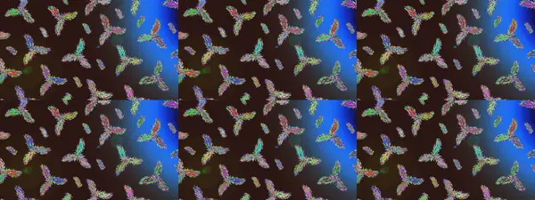 Renkli arka planda izole tatlı kar taneleri. Raster illüstrasyonu. Kar taneleriyle kahverengi, mavi ve gri renkler.