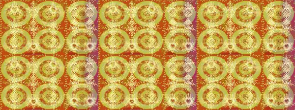 Sarı, turuncu ve nötr kar taneleri. Noel ve yeni yıl moda baskıları için tatil tasarımı. Raster illüstrasyonu. Kar tanelerinin soyut arkaplanlı Noel deseni.