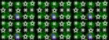 Kar Tanesi Simgesi. Raster illüstrasyonu. Kar tanesi yeşil, siyah ve mavi renklerde izole edilmiş. Raster illüstrasyonu.