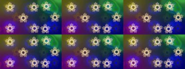 Raster sevimli kar taneleri renkli arka plan üzerinde. Raster resim. Raster kar taneleri desen.