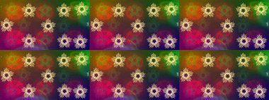 Kahverengi, yeşil ve mor renkler üzerine şirin soyut kar taneleri raster tasarımı. Düz kar karalama ikonları, yılbaşı afişi için kar taneleri silueti, kartlar. Yeni yıl kar tanesi.