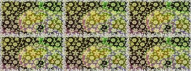 Renkli grunge soyut arkaplanı kologri çiçeklerle süslüyor. Parmak izi, kumaş, duvar kâğıdı, tekstil için raster dokusu. İşlemeli çiçek desenli..