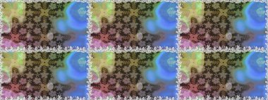 Raster illüstrasyonunda kusursuz çiçek deseni. Renkli Yaz Temalı Kusursuz Arkaplan. Düz Çiçek Elementleri Tasarımı. Gri renkli çiçekler.