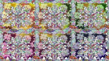 Çiçeklerle kusursuz desen. Suluboya çizimi. El çizimi. Tarafsız renklerde çiçekler.