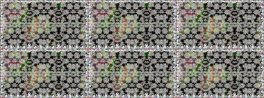 Karalama çiçekleri kusursuz desen. Gri el çizimi desen. Raster deseni. Sanat ilham kaynağı çiçekler ve arka plan bırakır.