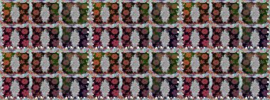 Küçük gri çiçekli oldukça eski bir besin torbası deseni. Tekstil, kumaş, kapaklar, duvar kağıtları, baskı, naylon, yapıştırma, örgü, dekupaj için çiçeksiz arkaplan. Millefleurlar.