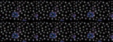 Siyah renkli çiçekler. Raster illüstrasyonunda çiçek deseni çizimi.