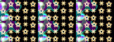 Raster illüstrasyonu. Çiçekli karalama şeklinde Raster çiçek deseni. Nazikçe, bahar çiçekleri siyah renklerde.