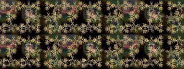 Yaz çiçekleri teması. Siyah renkler. El çizimi, soyut ve süslü elementler. Suluboya resim taklit Raster çizimi. Klasik çiçekler..