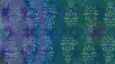 Yumuşak, mavi renkte bahar çiçekleri. Raster illüstrasyonu. Çiçek ve yapraklı karalama şeklinde Raster çiçek deseni.